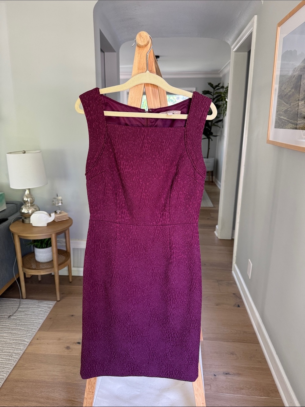 Banana Republic Plum Textured Midi Sheath Dress